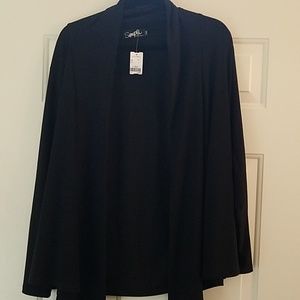 Open Front Black Drape Cardigan Size 14